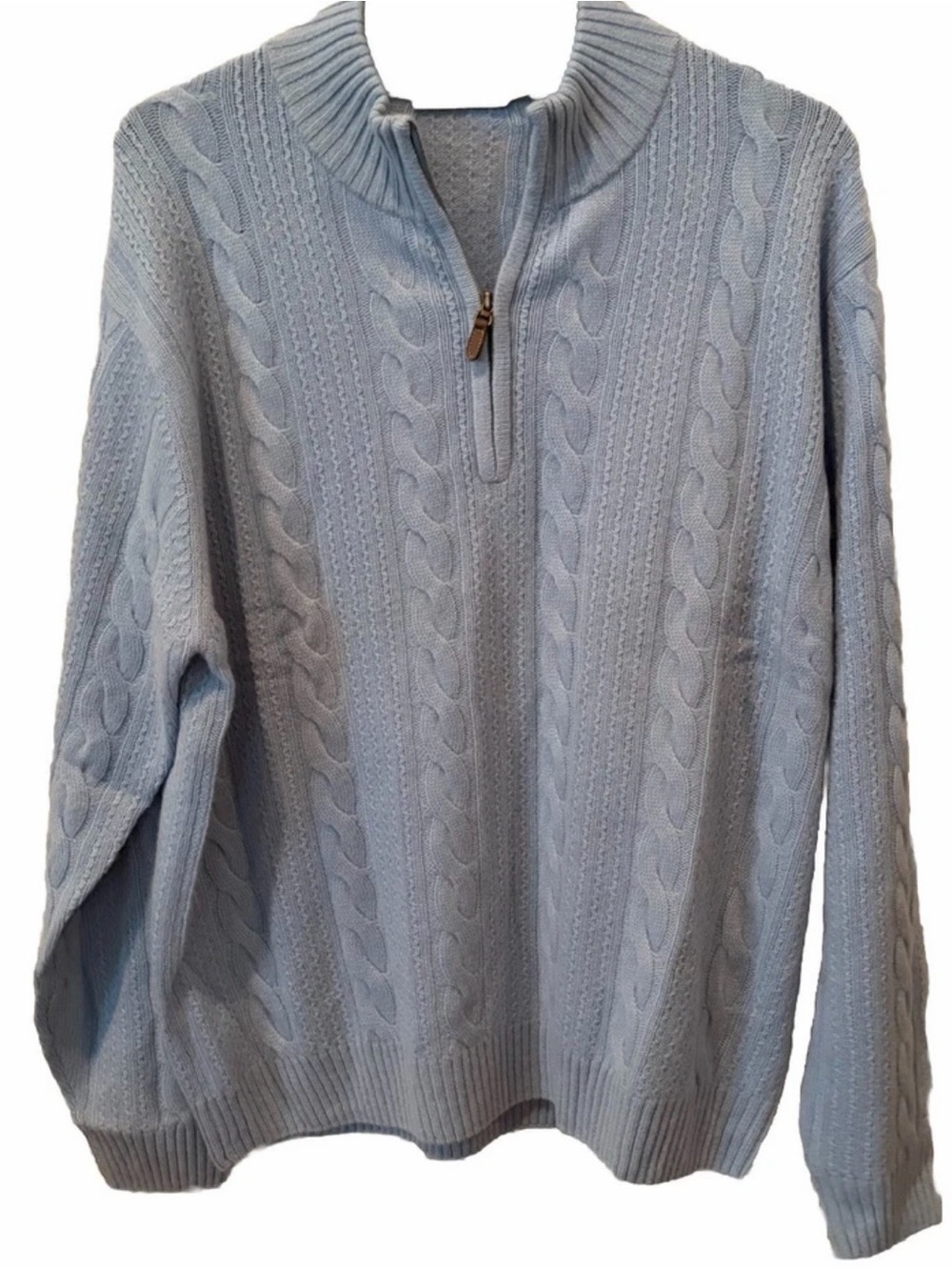Raffi Cashmere Light Blue Cable Knit Sweater Men’s Size XL